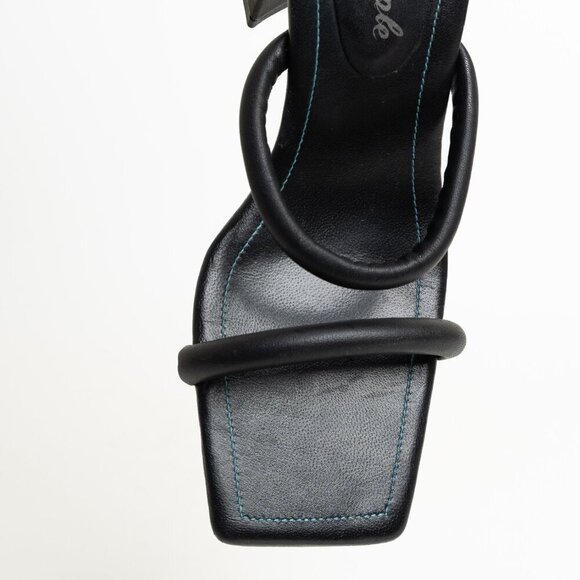 ✨ Free People Parker Double Strap Pillow Heels Square Toe Chunky Sandals Black - Picture 7 of 15